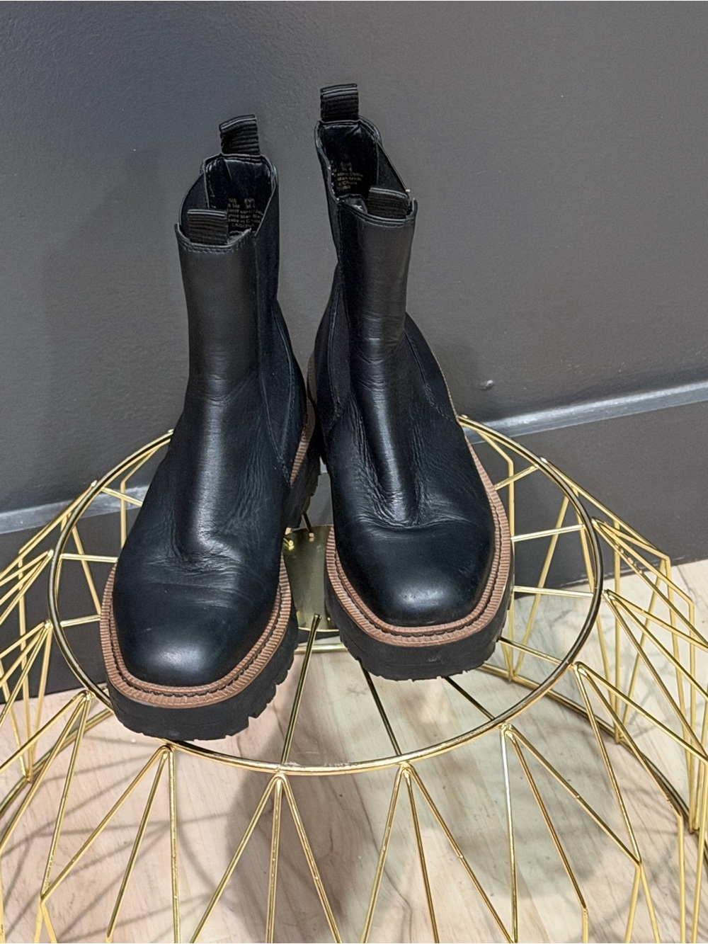Sam Edelman Black Leather Platform Laguna Chelsea Boot